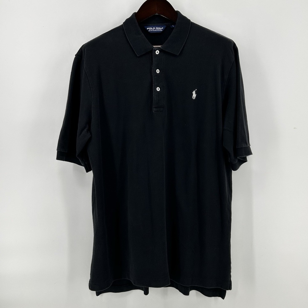 Polo Golf Ralph Lauren Polo Shirt Mens L Black Cotton White Pony Quiet Luxury